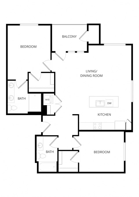 a floor plan of a house with an open floor plan with a bedroom and a